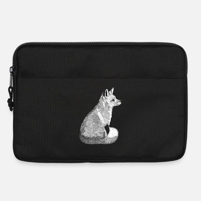 Handgezeichneter Vintage Fuchs - Laptoptasche 13" - Schwarz