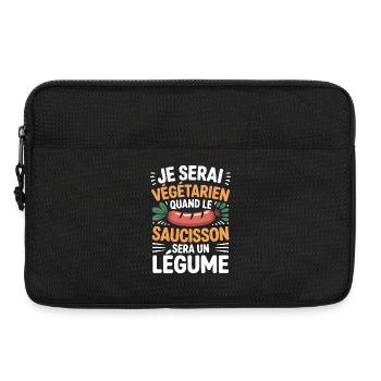 Humour Sausage – Never Vegetarian - Laptop bag 13" - black - Front