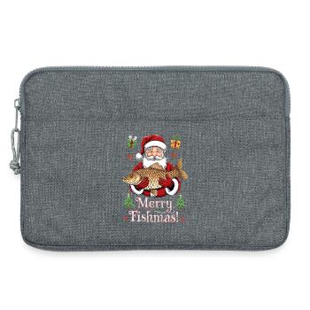 Pulls de Noël Pêcheur Carpe de Poissons Joyeuse - Sacoche pour ordinateur portable 13 pouces - gris chiné - Devant