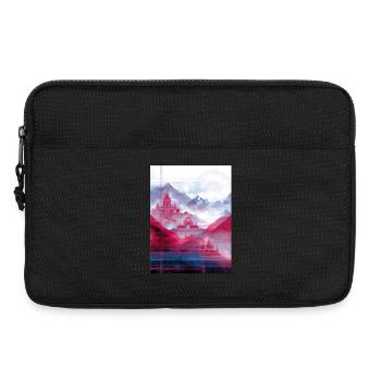 Psy-Art - Tempel über Berglandschaft - Laptoptasche 13" - Schwarz - Vorne