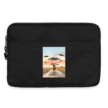 Dog and UFO Gift for Science Fiction Fans - Laptop bag 13" - black - Front