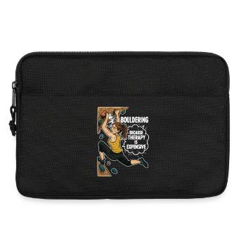 Bouldern statt Therapie – Lustiges Kletter Shirt - Laptoptasche 13" - Schwarz - Vorne