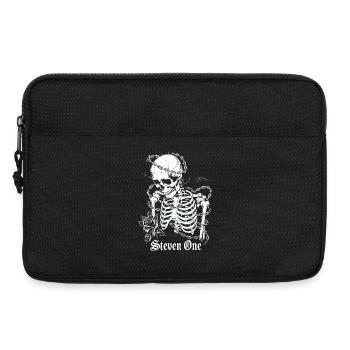 Skelett mit Kette und Blume - Laptoptasche 13" - Schwarz - Vorne