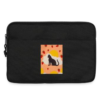 Silhouette einer Wolkenkatze in der Erdbeersonne - Laptoptasche 13" - Schwarz - Vorne