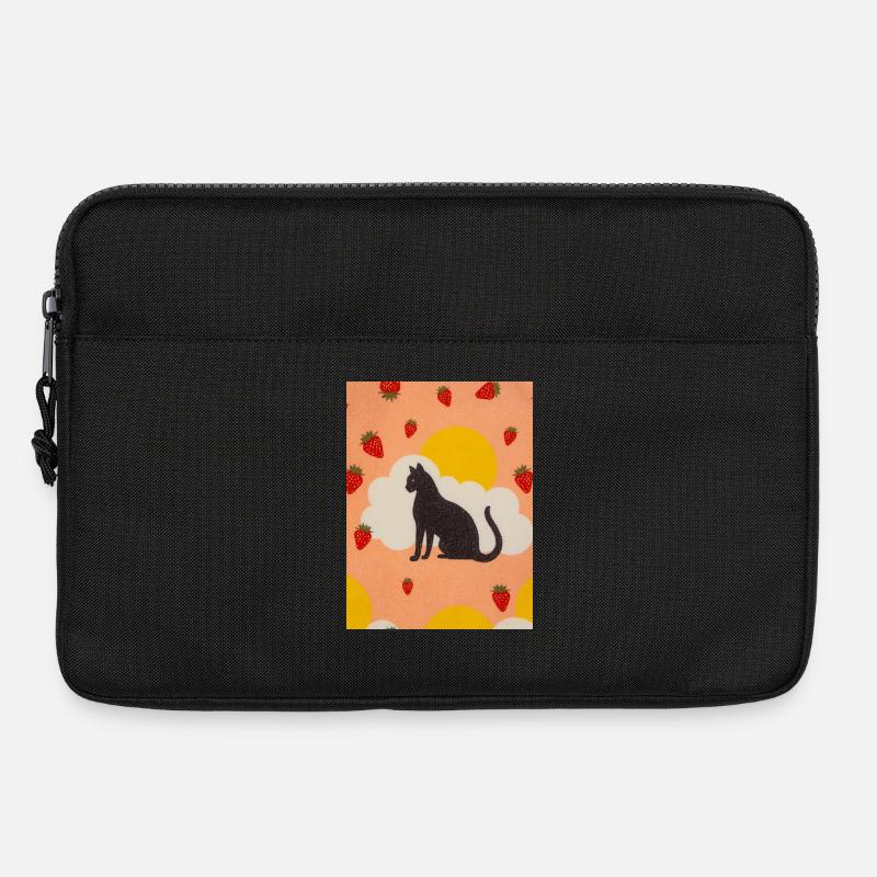 Silhouette einer Wolkenkatze in der Erdbeersonne - Laptoptasche 13" - Schwarz