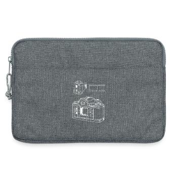 Retro-Kamera-Linienzeichnung mit Filmstreifen - Laptoptasche 13" - Grau meliert - Vorne