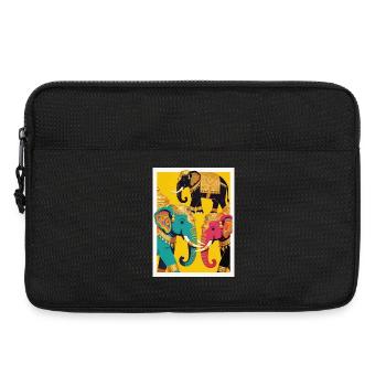 Golden Colorful Elephants on Yellow Background - Laptop bag 13" - black - Front