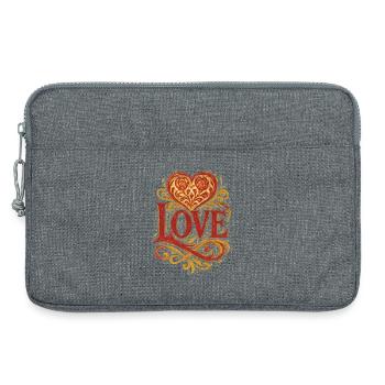 Amour - Cœur - Saint Valentin - Mariage - Sacoche pour ordinateur portable 13 pouces - gris chiné - Devant