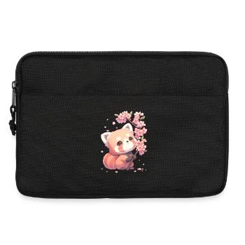 Süßer Roter Panda Sakura Kirschblüte Chibi Style - Laptoptasche 13" - Schwarz - Vorne