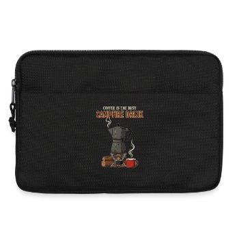 Camping Café Humour Quote Coffee Campfire Drink - Laptop bag 13" - black - Front
