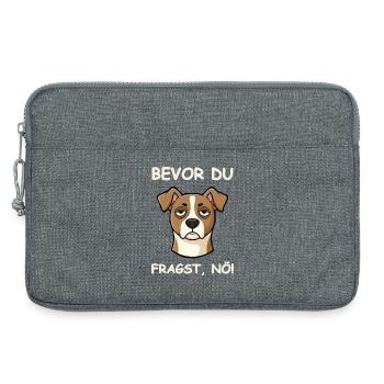 Juste non, le chien dit drôle - Sacoche pour ordinateur portable 13 pouces - gris chiné - Devant