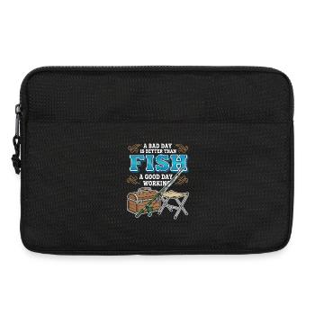Camping Angeln Humor Schlechter Tag Fische funktionieren besser - Laptoptasche 13" - Schwarz - Vorne