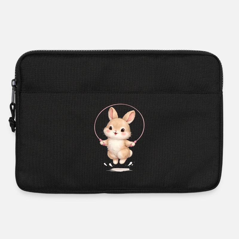 Süßer Hase beim Seilspringen  - Laptoptasche 13" - Schwarz