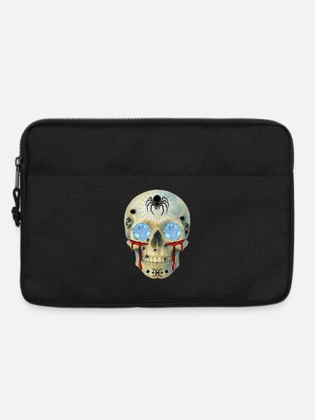 Skull with spiders and diamond eyes t-shirt design - Laptop bag 13" - black