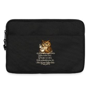 Kaffee Redet Nicht Eule Spruch - Laptoptasche 13" - Schwarz - Vorne