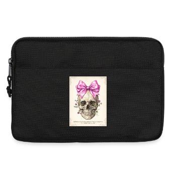 Crâne fleuri et nœud rose - Sacoche pour ordinateur portable 13 pouces - noir - Devant