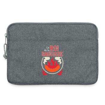Roi de la Saucisse – Logo Barbecue - Sacoche pour ordinateur portable 13 pouces - gris chiné - Devant