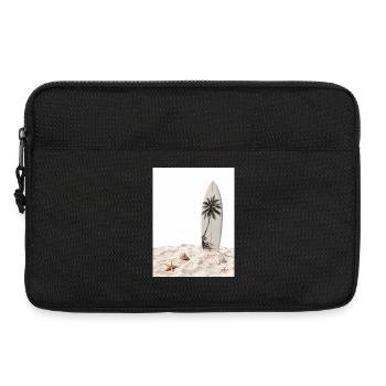 Surfbrett im Sand - Laptoptasche 13" - Schwarz - Vorne