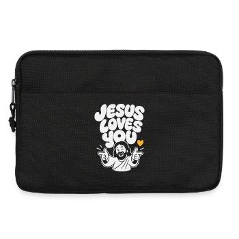 Jesus Loves You Finger Guns - Laptoptasche 13" - Schwarz - Vorne