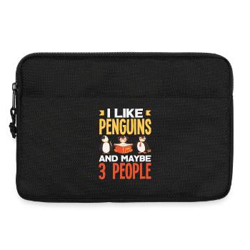 Pingouin mignon - Cadeau pour l’amoureux des manchots - Sacoche pour ordinateur portable 13 pouces - noir - Devant
