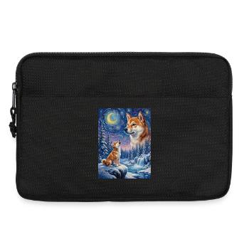 Hurler à la Lune Chien Mème Shiba Inu - Sacoche pour ordinateur portable 13 pouces - noir - Devant