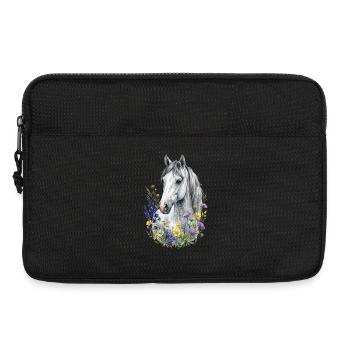Moisissure grise avec fleurs sauvages - Sacoche pour ordinateur portable 13 pouces - noir - Devant