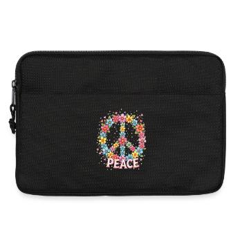 Signe de paix en floraison dans un style aquarelle - Sacoche pour ordinateur portable 13 pouces - noir - Devant