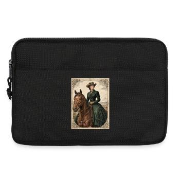 Frau im grünen Kleid im Schritt - Laptoptasche 13" - Schwarz - Vorne