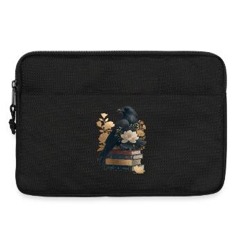 Rabe auf Büchern - Laptoptasche 13" - Schwarz - Vorne
