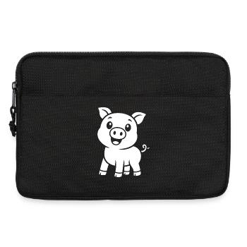 Süßes Schweinchen Silhouette Tiermotiv - Laptoptasche 13" - Schwarz - Vorne