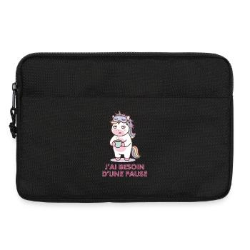 Licorne Fatiguée – Cadeau Humour - Sacoche pour ordinateur portable 13 pouces - noir - Devant