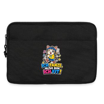 Tanzende Katze Fit Musik Sport Comic Spruch Cool - Laptoptasche 13" - Schwarz - Vorne