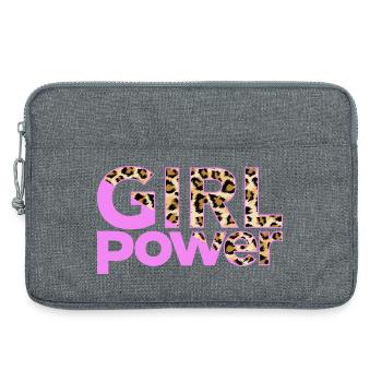 GIRL POWER Typografie mit Leopardenmuster - Laptoptasche 13" - Grau meliert - Vorne