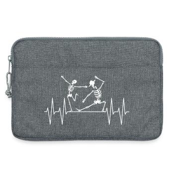 Illustration de couple de squelette dansant - Sacoche pour ordinateur portable 13 pouces - gris chiné - Devant