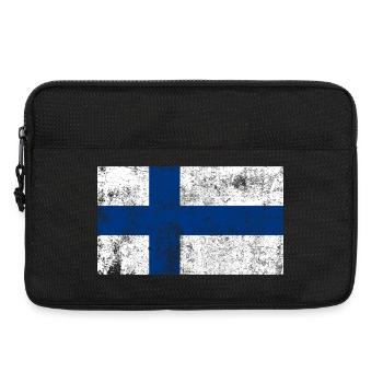 Finnland Flagge Fahne Grunge Retro Vintage - Laptoptasche 13" - Schwarz - Vorne