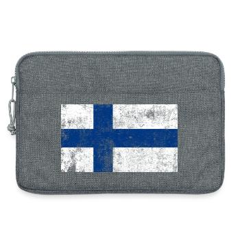 Finnland Flagge Fahne Grunge Retro Vintage - Laptoptasche 13" - Grau meliert - Vorne