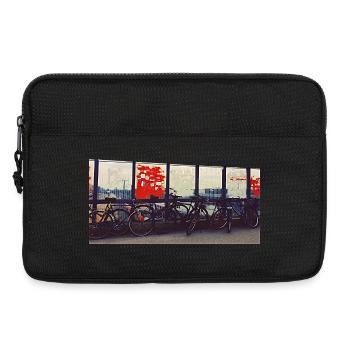 Convoi de vélos à la clôture ferroviaire - Sacoche pour ordinateur portable 13 pouces - noir - Devant