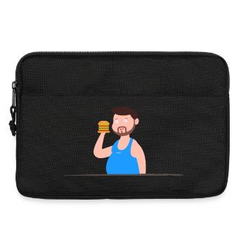 Man in undershirt wants to eat burgers - Laptop bag 13" - black - Front