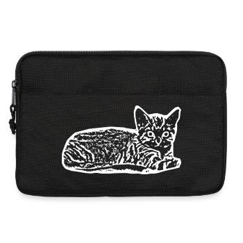 Cat White Silhouette Gift Cat Lover - Laptop bag 13" - black - Front