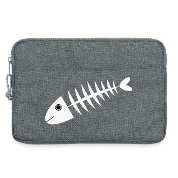 Fisch weiß Fischgräte Geschenk Angler - Laptoptasche 13" - Grau meliert - Vorne