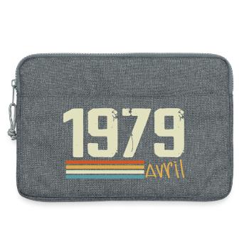Né en avril 1979 - Sacoche pour ordinateur portable 13 pouces - gris chiné - Devant
