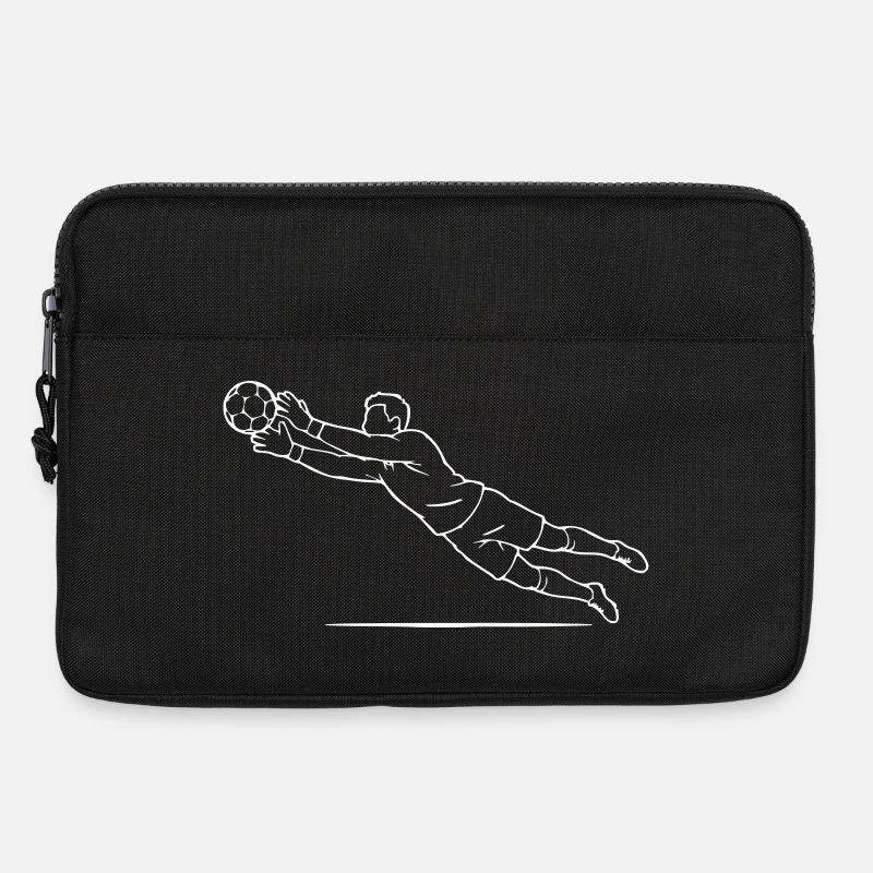 Weiße Torwart-Paradelinien-Kunst — Dunkle Tees - Laptoptasche 13" - Schwarz