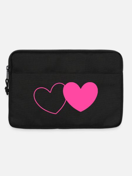 rosarotes Herz Herz rosa rot Herz pink Herzmuster - Laptoptasche 13" - Schwarz