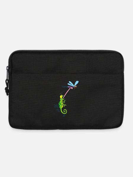 Chamäleon und Libellen - Laptoptasche 13" - Schwarz
