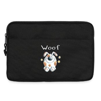 Woof chien avec des fleurs - Chiens - Cadeau - Sacoche pour ordinateur portable 13 pouces - noir - Devant
