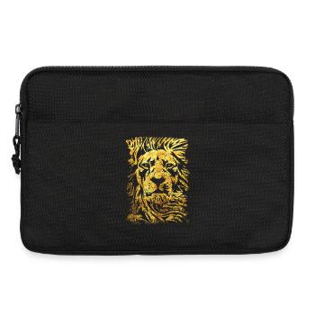 Lion - Or - Tête de Lion - Chat sauvage - Sacoche pour ordinateur portable 13 pouces - noir - Devant