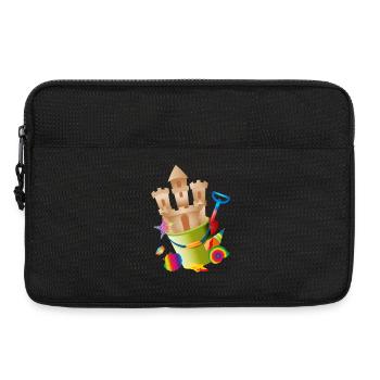 Eine Sandburg im Eimer weckt Urlaubsgefühle - Laptoptasche 13" - Schwarz - Vorne