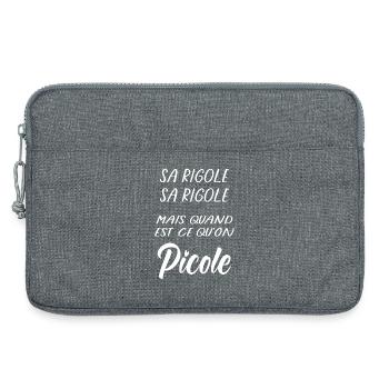Sa rigole mais quand Picole on (blanc) - Sacoche pour ordinateur portable 13 pouces - gris chiné - Devant