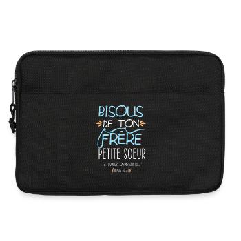 Bisous de ton grand frère Petite Soeur naissance - Sacoche pour ordinateur portable 13 pouces - noir - Devant