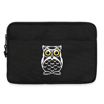 Black and White Owl Gaze Yellow Eyes - Laptop bag 13" - black - Front
